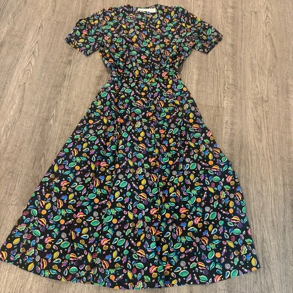 Vintage Liz Claiborne Dress Button Front Maxi Sundress Fit & Flare 90s Size 4 - Picture 5 of 10